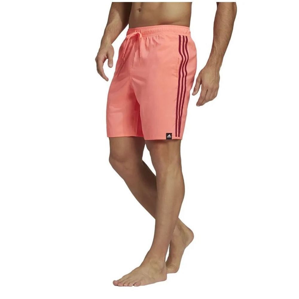 Adidas Men's 3‎ Stripe Classic Swim Trunks Acid Red - Size Medium-NWT